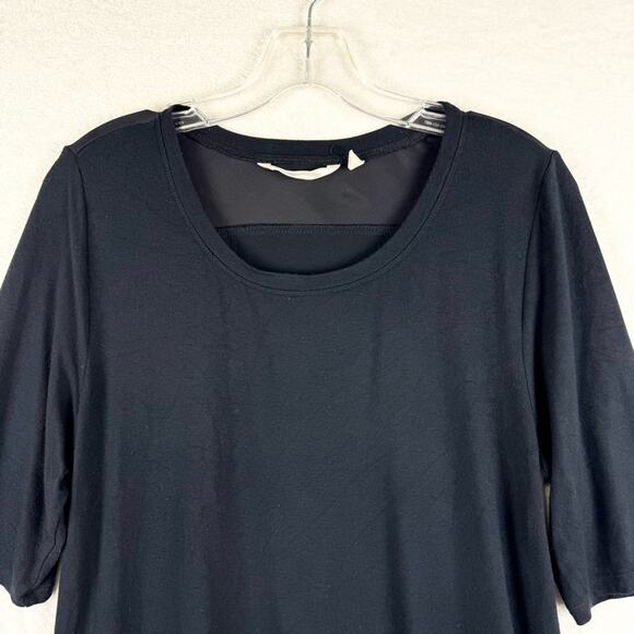 Soft Surroundings Eden Hi-Lo Tiered Short Sleeve Tunic Top Black Size M Minimal - Picture 3 of 12